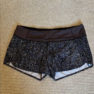 Lululemon Athletica Black and White Speckled Athletic Shorts